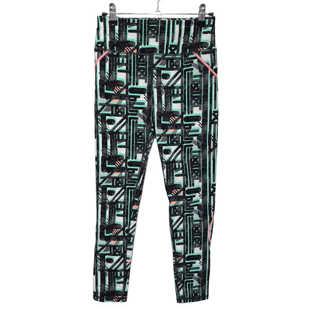 {Sweaty Betty} "Power Pocket Capri" Green Geo Maze Print Leggings